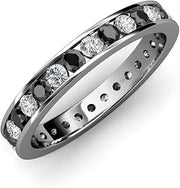 Black & White Diamond Channel Set Eternity Band 1.21ctw-1.42ctw 14K Gold
