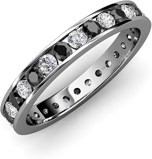 Black & White Diamond Channel Set Eternity Band 1.21ctw-1.42ctw 14K Gold