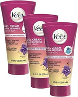 Veet Sensitive Skin Formula with Aloe Vera and Vitamin E, Dermatologically Tested Hair Removal Gel Cream 6.76 Fl Oz. for Legs & Body (3 Pack)