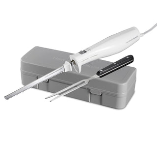 Electric Knife Set with Reciprocating Serrated Blades by Hamilton Beach – 7.3", Stainless Steel, White, Model 74251