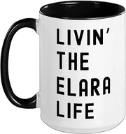Elara Living The Elara Life Name Ceramic Mug, Black/White, 15oz