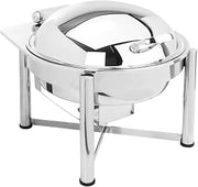 Eastern TableTop 3958S Mid/Max Pillar'd Induction Chafer 6 qt Round Stainless Steel W/Hinged Dome Cover & Stand