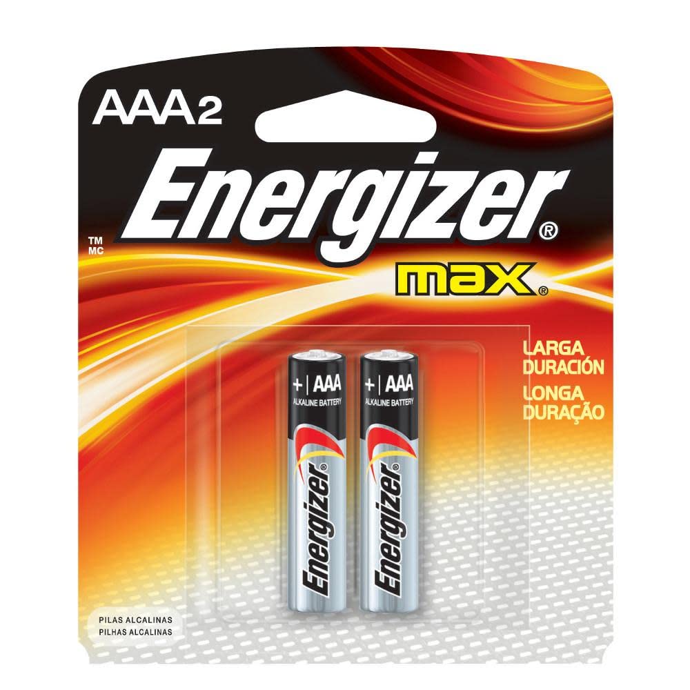 MAX Alkaline Batteries AAA 2 Each by Energizer – 2 Count (Pack of 1), Model E92BP-2