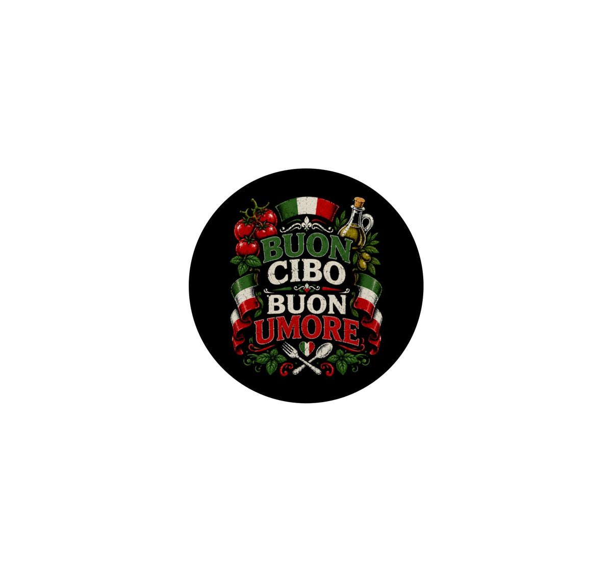 BUON Cibo BUON Umore Italian Food Italy Cuisine PopSockets Adhesive PopGrip by Italia Pasta Lovers Souvenirs – Black, Model 8MR73C1QFX7US_BLACK