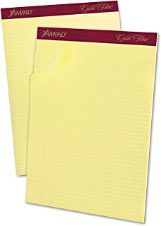 Ampadreg; Gold Fibre Pads, Narrow/Margin Rule, LTR, Canary, 12 50-Sheet Pads/Pack