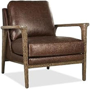 Hooker Ashland Brown Leather Accent Chair with Exposed Wood Arms Furniture