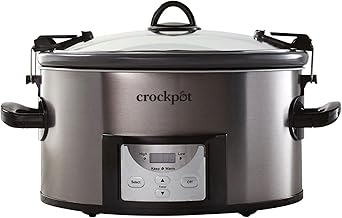 Crock Pot 7-qt Nonstick Ceramic Coating Cook & Carry Programmable Easy-Clean Slow Cooker Stainless Steel