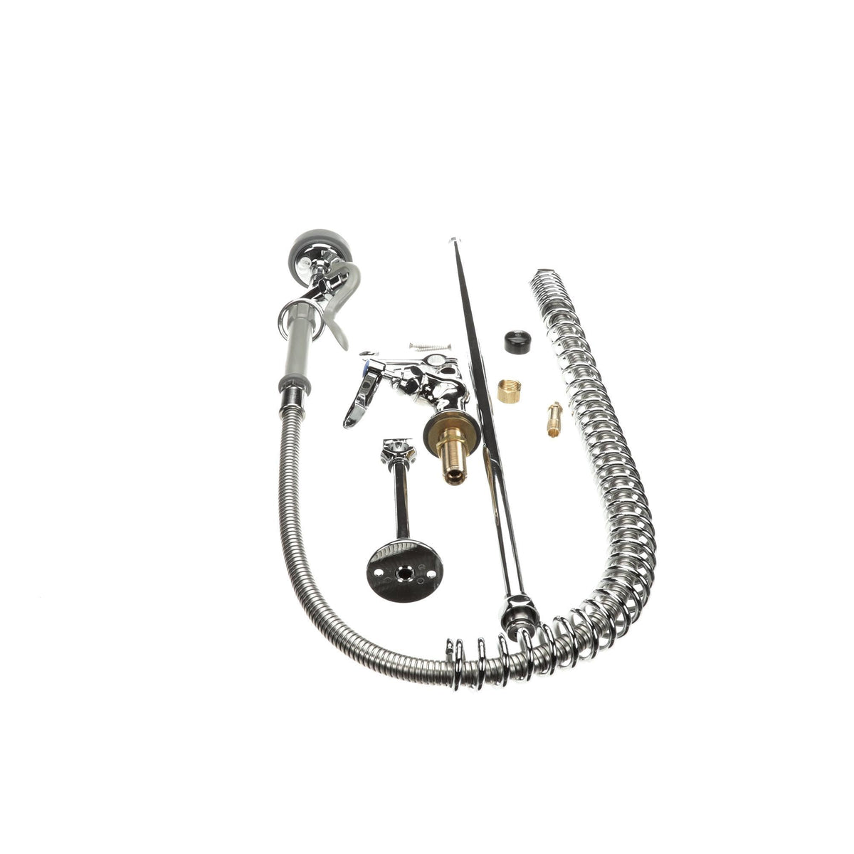 Pre-Rinse Spring Action Deck Mount Single Temperature Control Wall Bracket by T&S Brass – Polished Chrome, Model B-2285-B