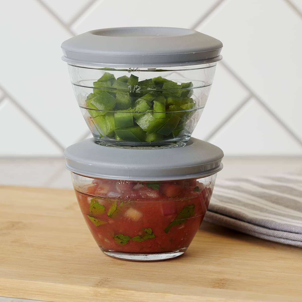 Anchor Hocking 1 Cup, 6-Piece Set (3 Bowls and 3 Lids) / Clear / Classic Mixing Bowls