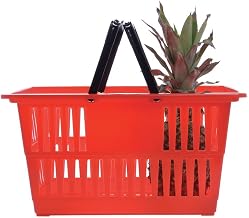 HUBERT Red Plastic Shopping Basket - 18 1/4"L x 13 1/4"W x 9 1/8"D