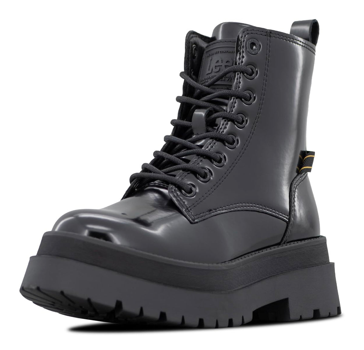 Women's Anya Patent Combat Boot by Lee – 9.5, Black Mono, Model W000055-9800