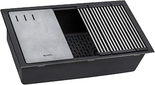Ruvati 33-in Black Granite Undermount Workstation Kitchen Sink - RVG2302BK