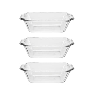 Glass Bread Pan by Anchor Hocking – 1.5 quart, Glass, Clear, Pack of 3, Model 81933OBL11