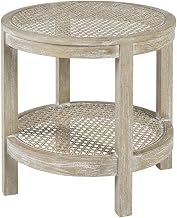Furnifact White Round Accent Table with Modern Design, Durable Construction, Perfect for Living Room or Bedroom Decor