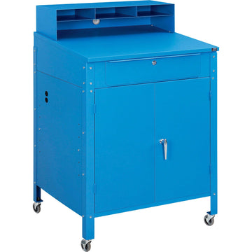 Mobile Cabinet Shop Desk by Global Industrial – Steel, Blue, Model 300912CBL