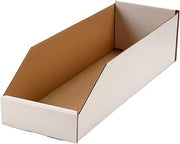 Global Industrial Open Top Corrugated Bin, 6"W x 18"D x 4.5"H, White, Lot of 50