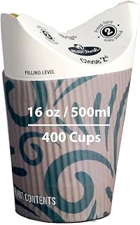 ReadyFresh® Butterfly Hot Drink Cups, 16oz & 400 Cups | All-in-One Cup with Integrated Sleeve, Spout & Splash Guard, Printed Eco-Efficient Design, Waste-Reducing Disposable Hot Cup