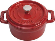 STAUB Cast Iron Mini Round Cocotte, Dutch Oven, 0.25-quart, serves 1, Made in France, Cherry