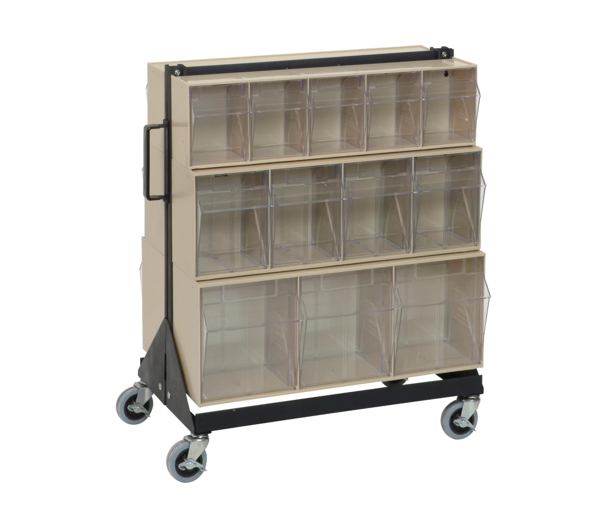 QUANTUM STORAGE SYSTEMS 20-1/4"D x 23-5/8"W x 31"H / 6 Ivory Tip Out Bins Multi-Sizes / Black Standing Shelf Units