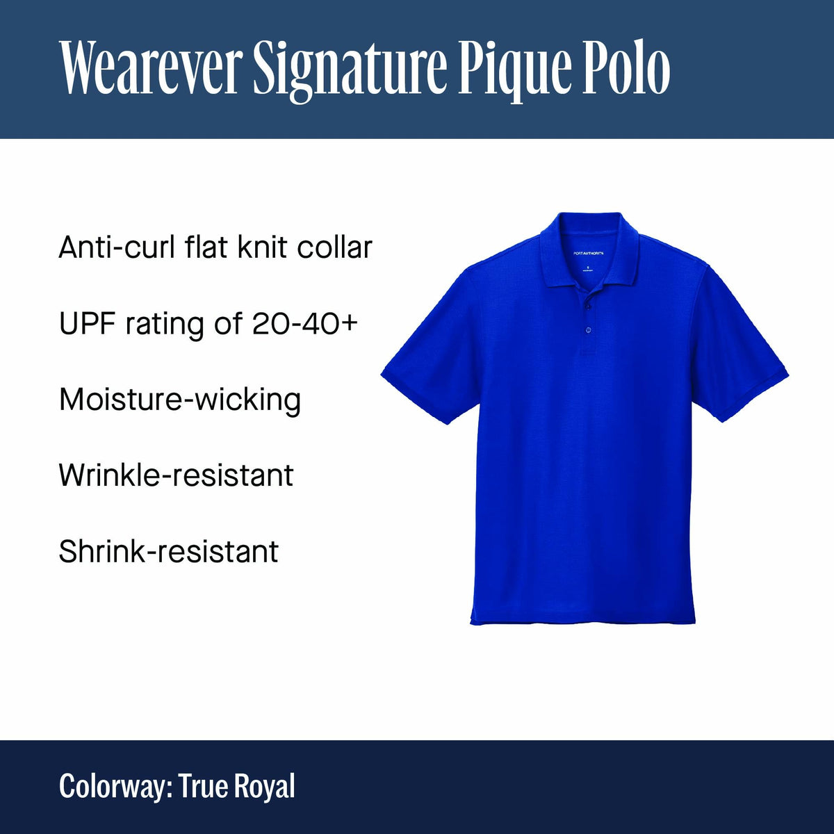 Unisex Wearever Signature Pique Polo Deep Black by Port Authority – X-Large, Polyester, Cotton, Deep Black, Model K200