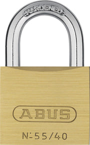 55/40 Solid Brass Padlock Keyed Alike - Hardened Steel Shackle by ABUS – 1.5-Inch, Brass, Model 55/40 B KA