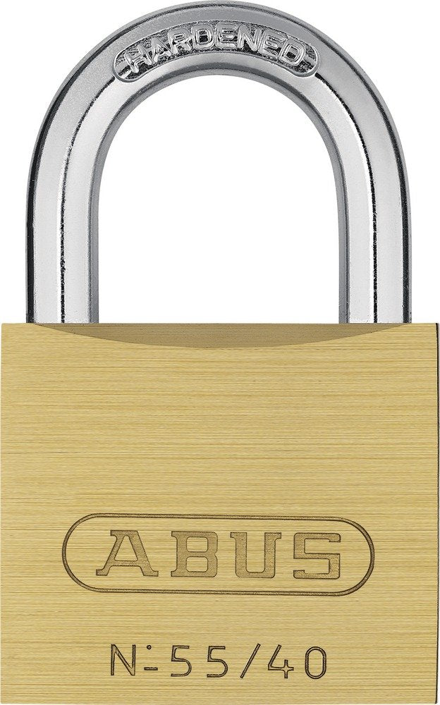 55/40 Solid Brass Padlock Keyed Alike - Hardened Steel Shackle by ABUS – 1.5-Inch, Brass, Model 55/40 B KA
