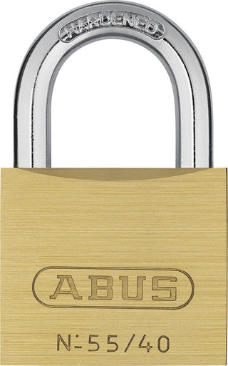 55/40 Solid Brass Padlock Keyed Alike - Hardened Steel Shackle by ABUS – 1.5-Inch, Brass, Model 55/40 B KA