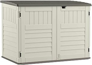 Suncast The Stow-Away 6 ft. x 4 ft. Plastic Horizontal Storage Shed with Floor Kit Beige