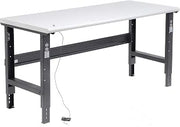 Global Industrial Adjustable Height Workbench C-Channel Leg, 72" W x 30" D | 1-1/4" ESD Safety Edge Top, Black Frame, Industrial Workbench