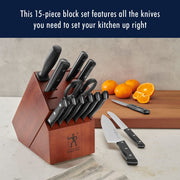 Dynamic Razor-Sharp 15-Piece Knife Set by HENCKELS – 15-pc, Stainless Steel, Brown, Model 17571-015
