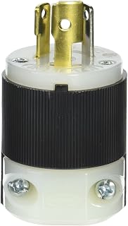 Hubbell HBL4720C Locking Plug, 15 amp, 125V, L5-15P, Black/White