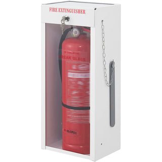 Lockable Steel Fire Extinguisher Cabinet with Breakable by Global Industrial – Steel, White, Model 670600