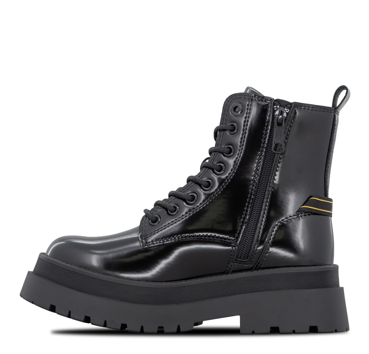 Women's Anya Patent Combat Boot by Lee – 9.5, Black Mono, Model W000055-9800