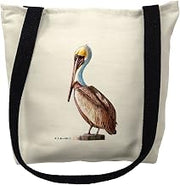 Betsydrake TY035G 18 x 18 in. Pelican on White Tote Bag - Large