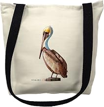 Betsydrake TY035G 18 x 18 in. Pelican on White Tote Bag - Large