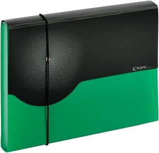 Pendaflex Seven-Pocket Poly Expanding File, 1" Expansion, 7 Sections, Elastic Cord Closure, 1/6-Cut Tabs, Letter Size, Green