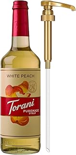 Torani Puremade Syrup, White Peach Flavoring for Drinks, Glass Bottle with Pump Included, 25.4 Fl Oz