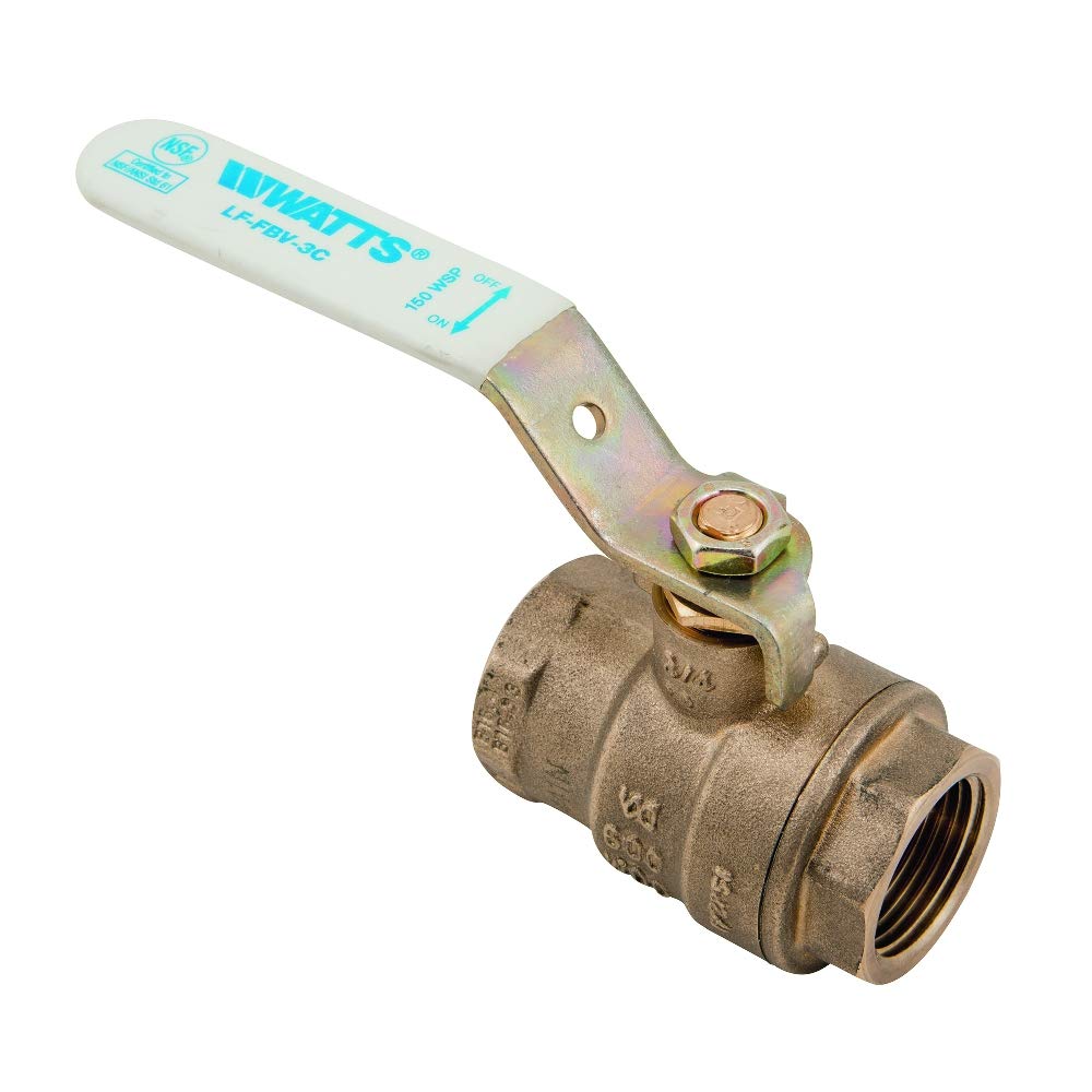 Lead-Free Brass Ball Valve Female Threaded End Connections by Watts – 1/4 Inch, Brass, Model 1/4 LFFBV-3C-M1