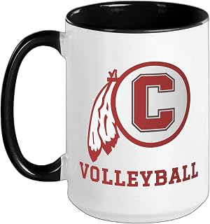 Carlisle High School Blue Aces Volleyball Ceramic Mug, Black/White, 15oz