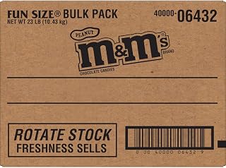 M&M's Peanut Chocolate Candy Fun Size 23-Pound Bulk Package Box, 368 Ounce (Pack of 1)