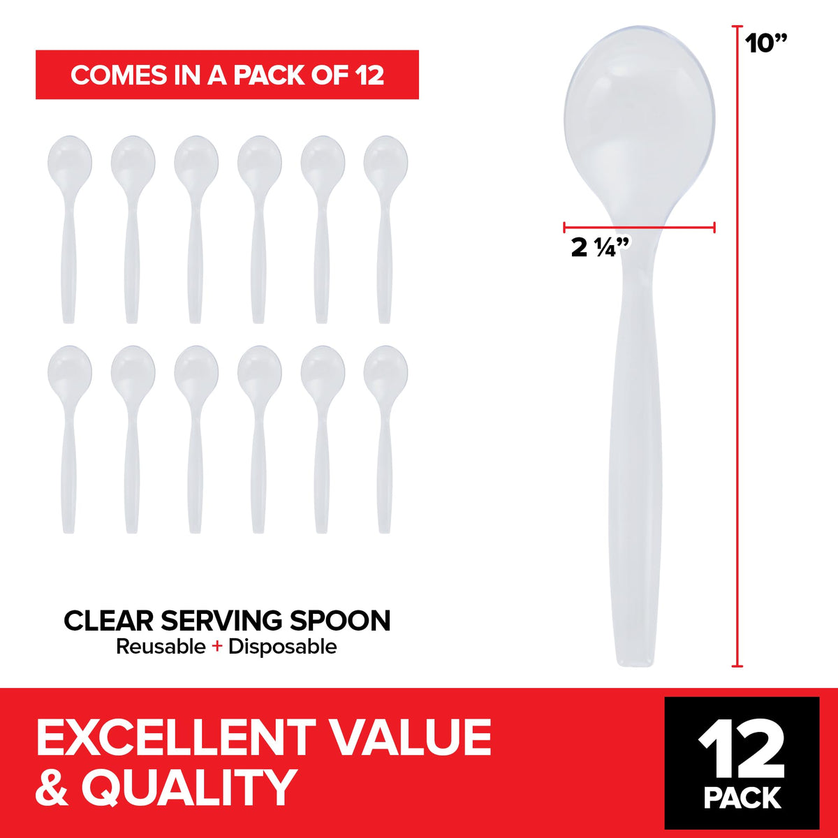 Stock Your Home Clear / 12 count / 12 Serving Spoons