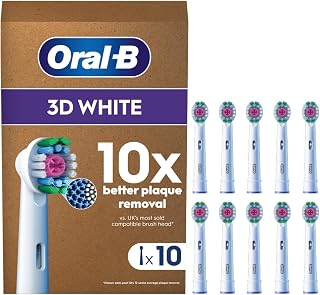 Oral-B Pro 3D White Toothbrush Heads for Electric Toothbrush, Pack of 10, Suitable for a Mailbox