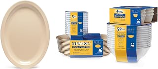 G.E.T. SP-OP-614-T 13.25" x 9.75" Oval Platter (Qty, 12), Melamine, Tan (Pack of 12)