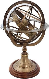 Vinatge Engraved Brass Tabletop Armillary Nautical Sphere Globe