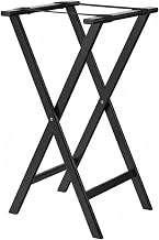 American Metalcraft Folding Tray Stand, Wood Construction, Black Finish, 17 x 31 Inches, X-Frame Design with Nylon Straps