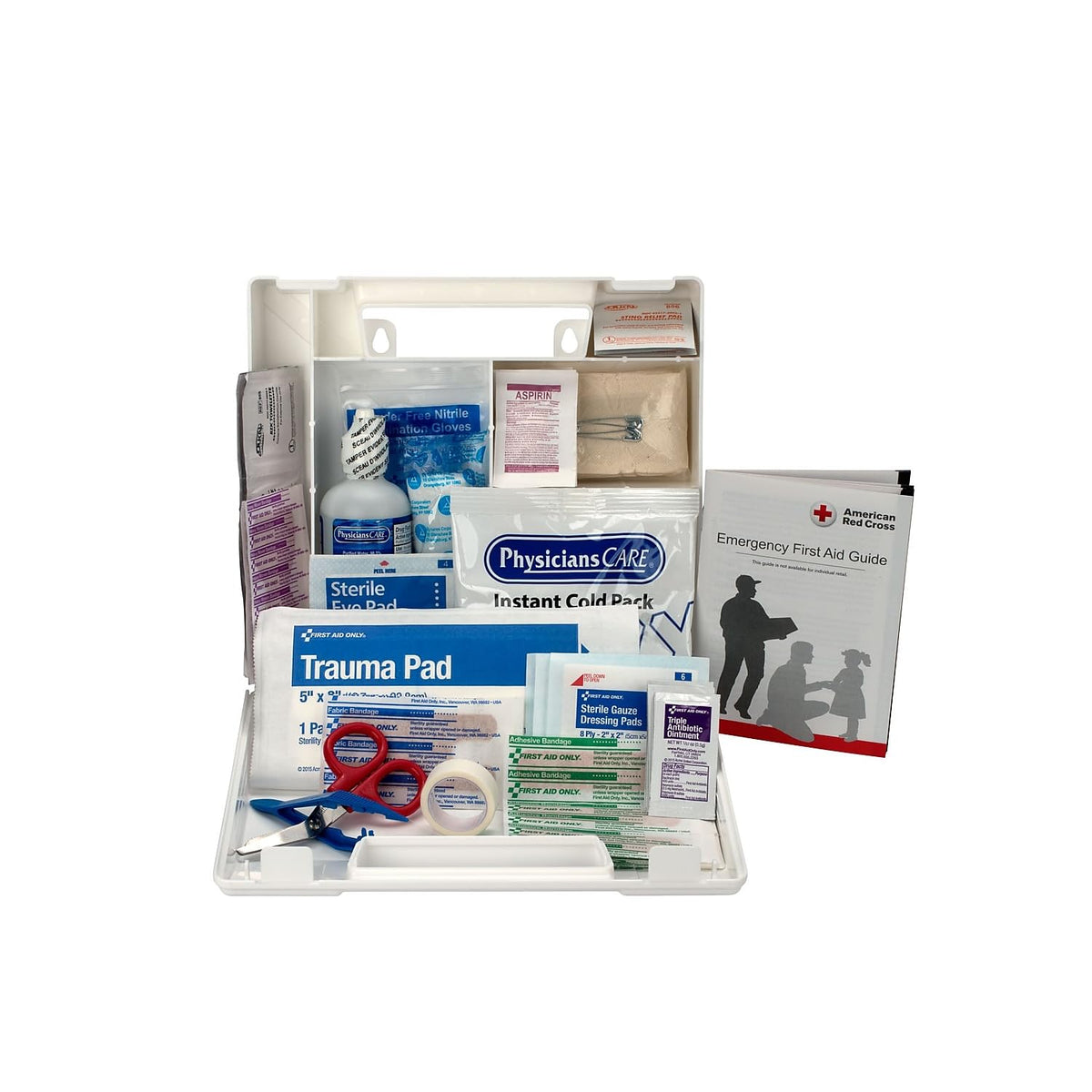 223-U OSHA-Compliant First Aid Kit by First Aid Only – 2.5" x 8.4" x 9", Plastic, White, Model 223UFAO