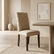 Fabric-Upholstered Parsons Dining Chair with Mahogany Legs by Furnifact – Wood, Mahogany, Pack of 2