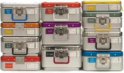 Medline WAG3V15ASS Three-Quarter Steriset Sterilization Containers, 3/4, Grey