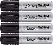 Sharpie 44001 Oversized Chisel Tip Extra Wide Magnum Permanent Marker (4 Pack), Black, Sturdy Extra-wide Felt Chisel Tip, Quick-drying Ink is Fade-and Water-Resistant