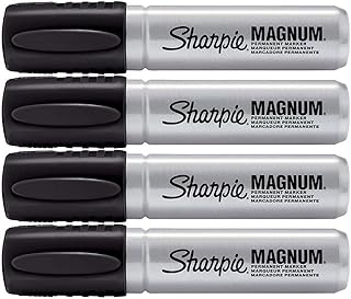 Sharpie 44001 Oversized Chisel Tip Extra Wide Magnum Permanent Marker (4 Pack), Black, Sturdy Extra-wide Felt Chisel Tip, Quick-drying Ink is Fade-and Water-Resistant